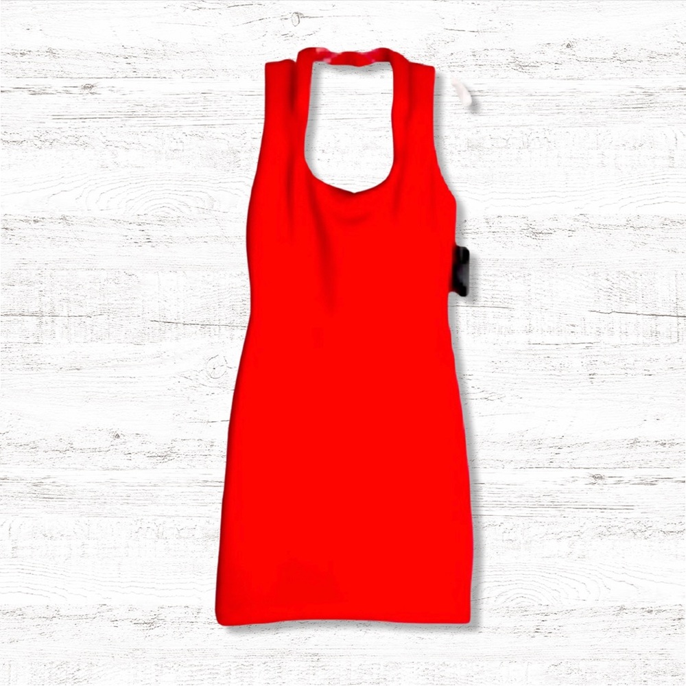 GUESS Red Body-con Halter Scuba Dress NWT (6)